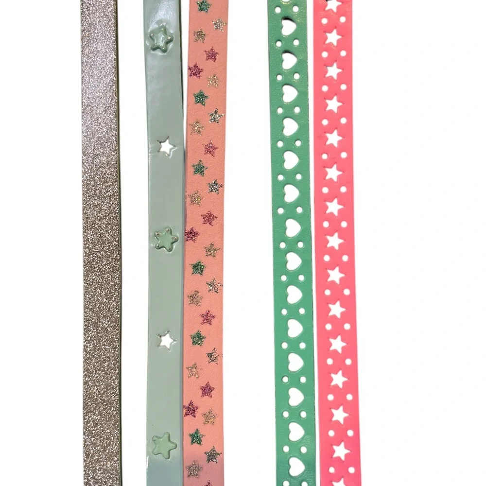 8 Cat & Jack Kids Belts in Pink, Teal, Glitter, Laser Cut Grommets Size L/XL